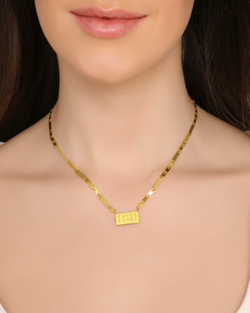 TAAHIRA Rectangle Pendant Gold Plated Necklace - Image 4